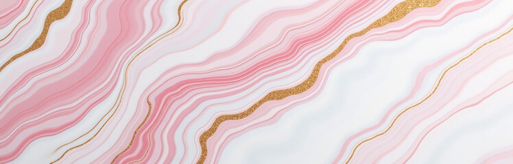 Poster - A Marble Texture Background With Pink, White, And Gold Veins Is Generated Using Artificial Intelligence Algorithms. 00001