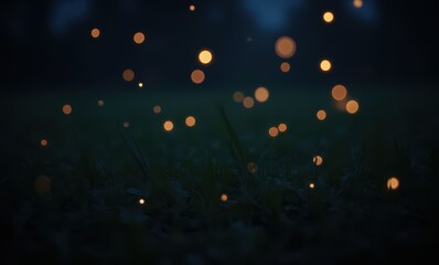 Canvas Print - Magical glow of fireflies at dusk