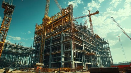 Sticker - Industrial plant construction site under sunny sky