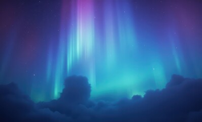 Wall Mural - Mesmerizing aurora lights over dark clouds