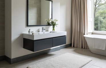 Poster - A Slate Stone Border With A Subtle Curve Can Create An Elegant Contrast In Modern Interior Design Spaces Effectively. 00002