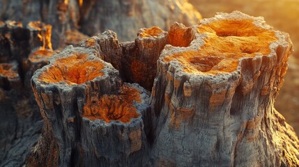 Sticker - Desert sunset, eroded rock formations, textured surface, background blur, geological texture