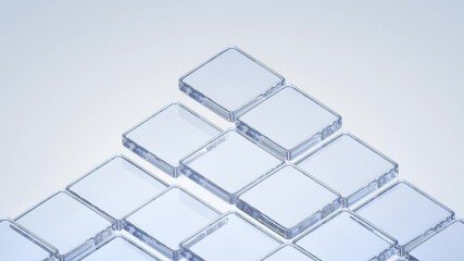 Fototapete - White abstract background. Neutral simple geometric texture. Bright animated pattern for clean corporate concept. 3d render shiny glass surface with copy space. Seamless loop.

