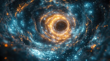 Cosmic swirl, nebula tunnel, space travel, background stars, science fiction art