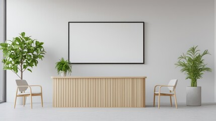  Modern Minimalist Reception Area With Wooden Counter