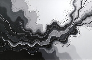 Poster - Abstract Modern Art Piece Created Using Generative Ai Techniques On A Black, White, And Gray Acrylic Canvas With Intricate Designs. 00002
