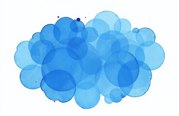 Poster - Blue Watercolor Ink Spot Picture Isolated On A Clean White Background In An Abstract Style. 00002