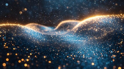 Poster - glowing wave pattern with smooth flowing motion and vibrant colors symbolizing progress advancement 