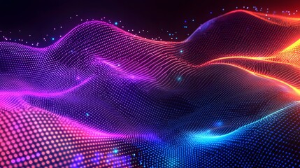 Poster - Vibrant and captivating digital background featuring a dynamic grid of interconnected dots and shimmering lines creating a futuristic sci fi inspired atmosphere