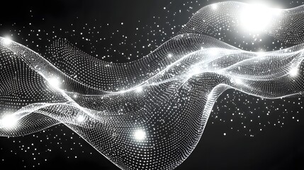 Poster - mesmerizing digital background featuring a dynamic network of interconnected lights lines and geomet