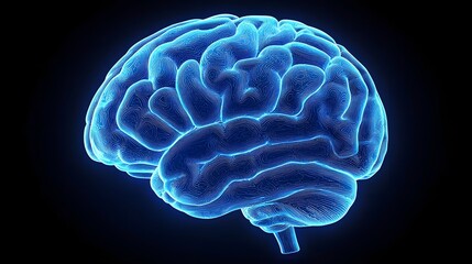 Poster - Glowing Blue Intelligence Brain Abstract Representation showcasing the intricate and futuristic nature of advanced digital intelligence and cognitive processing