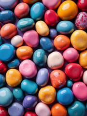 Poster - Colorful Small Stones Create A Visually Appealing Top View Background Image Suitable For Use On Cellphone Or Mobile Phone Screens. 00001