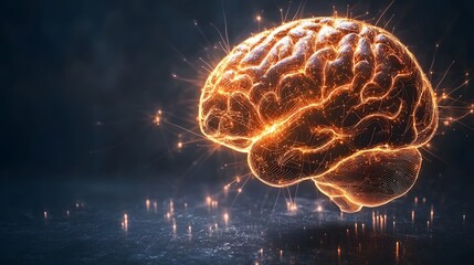 Poster - Glowing abstract visualization of an intelligence brain with intricate neural network connections and dynamic energy lines flowing through a dark futuristic backdrop