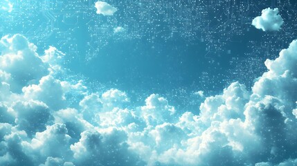 Poster - Ethereal and dimensional computational landscapes intertwined with dynamic data flows circuits and machine learning algorithms creating a serene and tranquil atmosphere