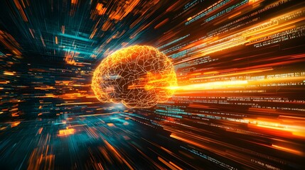 Poster - pulsing neural network of intelligence and dynamic energy futuristic digital background with a glowi