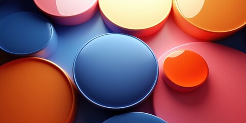 Poster - abstract colorful circles in a creative minimalist background showcasing dynamic composition and pla