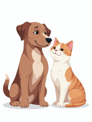 Aufkleber - Isolated Image Of A Dog And Cat Together On A White Background Forming A Unique Graphic Logo Design. 00001
