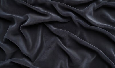 Poster - Black velvet fabric texture featuring rich, deep folds for a luxurious appearance.