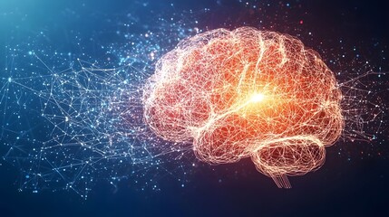 Poster - pulsating neural network structure with dynamic light effects visualizing the complex interconnectiv