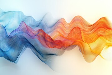 Sticker - Abstract colorful waves flowing, digital art, white background, website banner