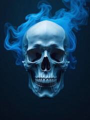 Aufkleber - Skull Surrounded By Eerie Blue Smoke Is Placed Against A Dark Background Providing Ample Copy Space For Creative Design Concepts. 00002