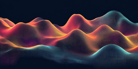Aufkleber - Abstract Flowing Landscape Gradient Wave Patterns 3D Render, Vibrant Colors, Trendy Design Element