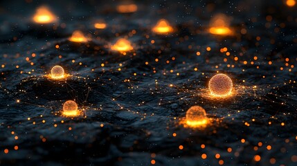 Poster - visualization of a glowing interconnected network of dynamic nodes representing the complex algorithms and data flow of intelligence systems  The futuristic