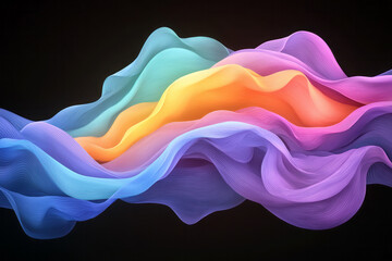 Poster - a digital-inspired arrangement of gracefully bending energy waves in contrasting blue, purple, and