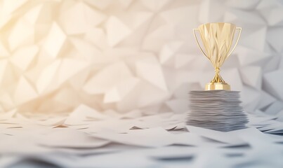 Fototapete - Conceptual business success indicator image featuring a golden trophy, ideal for motivational and corporate content.