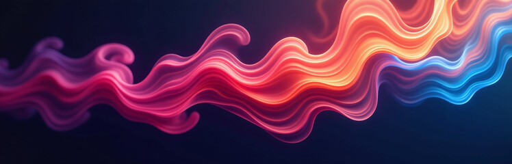 Poster - Vibrant Smoke Swirls In A Multicolored Gradient On A Dark Background, Creating A Mesmerizing Visual Effect Of Movement And Color. 00002