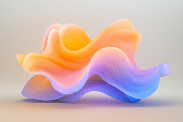 Aufkleber - An undulating abstract form in vivid orange, purple, and cobalt hues, where evolving lighting
