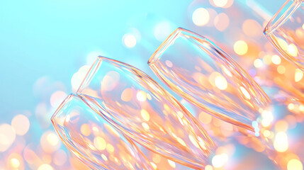 Aufkleber - A refined arrangement of champagne flutes reflecting soft, golden highlights from the bubbles and a