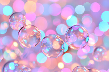 Aufkleber - Close-up of twinkling champagne bubbles in graceful flutes, the warm bokeh behind them creating a