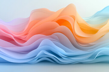 Poster - an abstract terrain of flowing, textured waves blending warm orange with cool blue hues, subtle