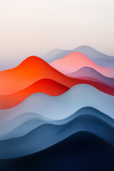 Poster - a dynamic, wavy landscape bathed in orange and blue gradients, with gentle highlights and shadows