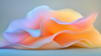 Poster - Soft, undulating forms in contrasting warm orange and cool blue palettes, illuminated by shifting