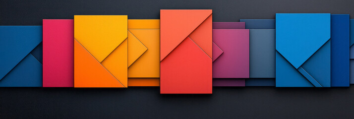 Aufkleber - An abstract puzzle of colorful geometric segments, unified by a smooth, glossy texture, evoking a