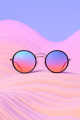 Poster - A daring style statement: circular sunglasses highlighting pink and orange mirrored lenses against