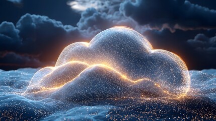 Poster - ethereal and glowing depiction of a data cloud with futuristic digital aesthetics an imagined visual
