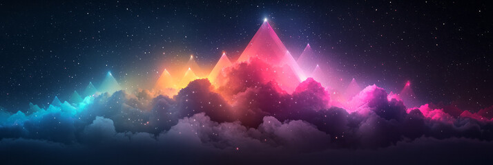 Poster - A kaleidoscopic corridor of iridescent diamond outlines, funneling into infinite depth against a