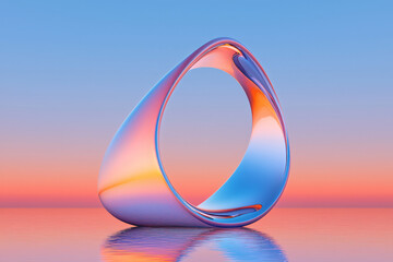 Poster - A captivating digital sculpture of an endless triangular loop, with a polished sphere rolling