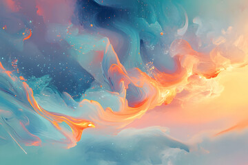 Wall Mural - abstract background with colorful clouds and powder,