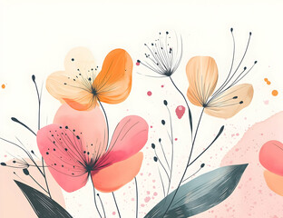 Poster - Abstract vector illustration with colorful floral elements on a white background