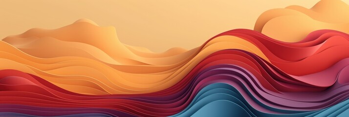 Poster - colorful abstract 3d waves with smooth gradients and layered texture for use in modern designs and c