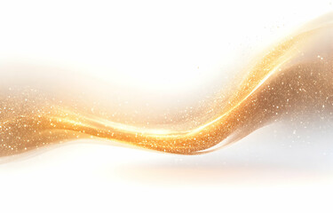 Poster - A golden, glittering dust line on a white background