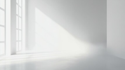 Poster - Empty white background with smoke or fog on the floor