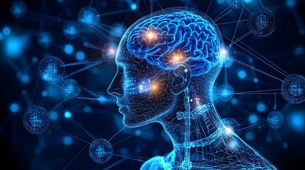 Poster - Cutting edge face scanning technology highlighting key data points on a digital 3D human face model for in depth analysis data visualization and innovative digital insights
