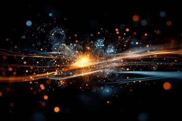 Poster - colorful abstract digital artwork depicting swirling lights and particles in a dark setting