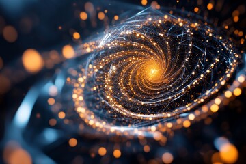Poster - Bright swirling galaxy with vibrant colors and dynamic energy in deep space