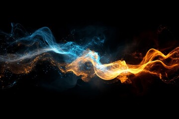 Aufkleber - Colorful swirling patterns of blue and orange light create a mesmerizing visual effect in a dark setting
